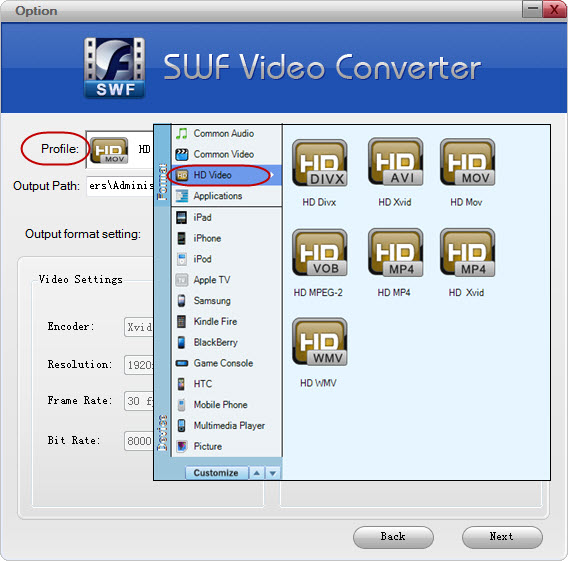 convert SWF to HD video