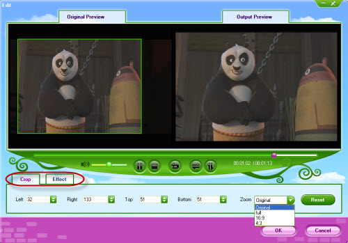 crop apply effect to dvd